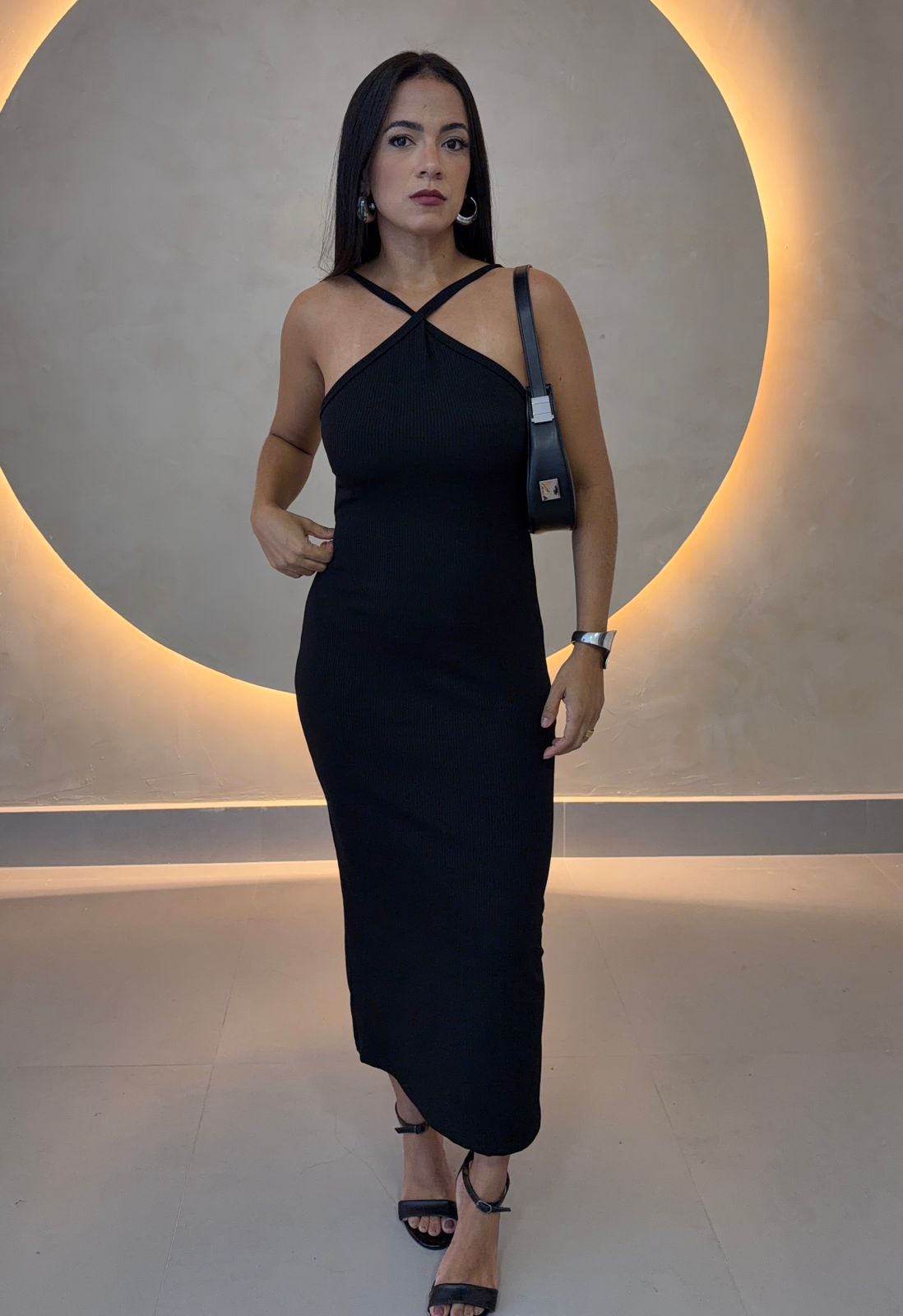 VESTIDO MIDI CANELADO