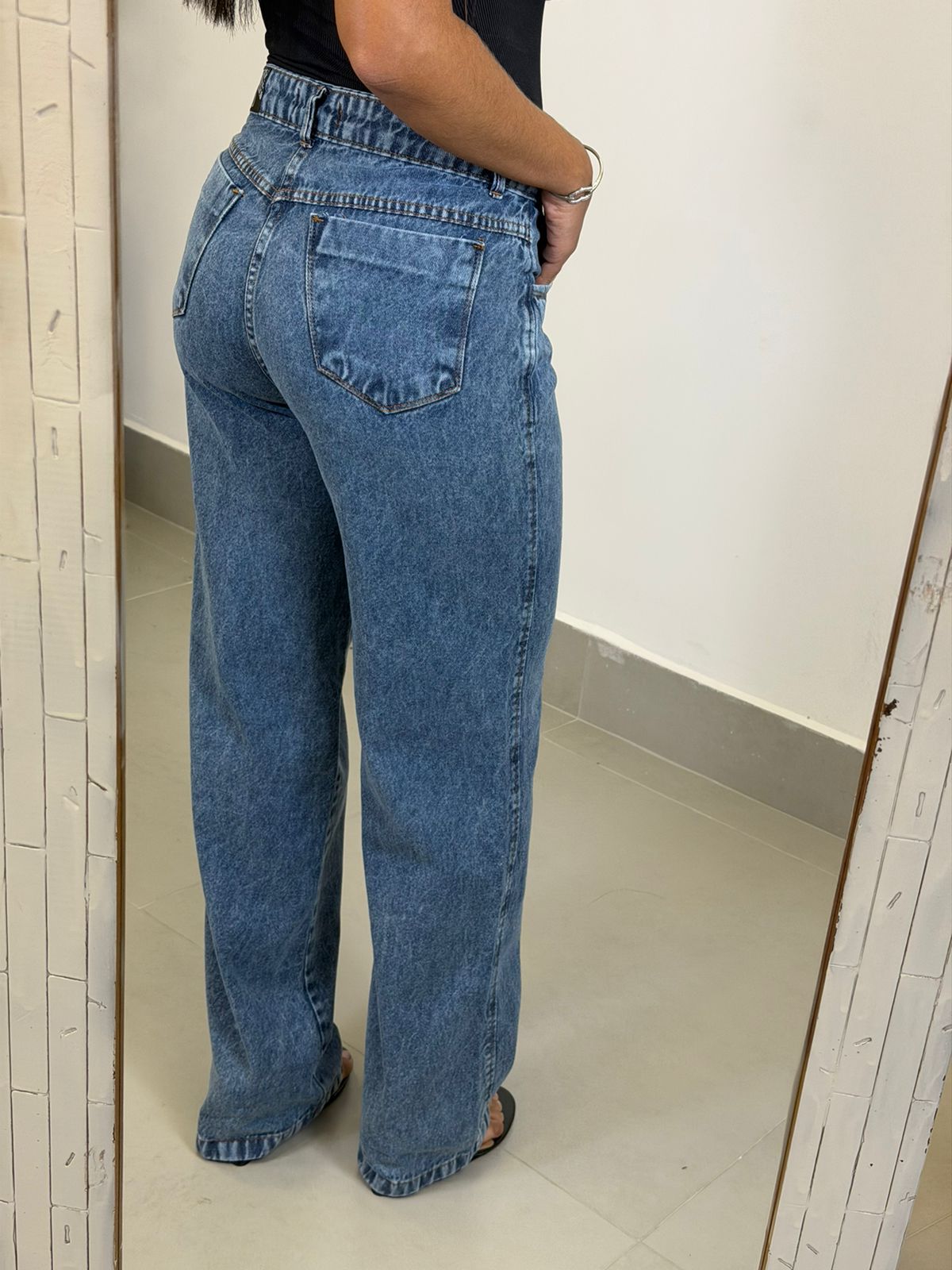 CALÇA JEANS WIDE LEG BIA