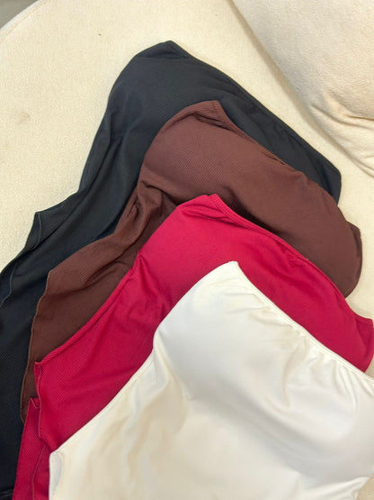 BLUSA SEM ALÇA ASSIMÉTRICA CANELADO