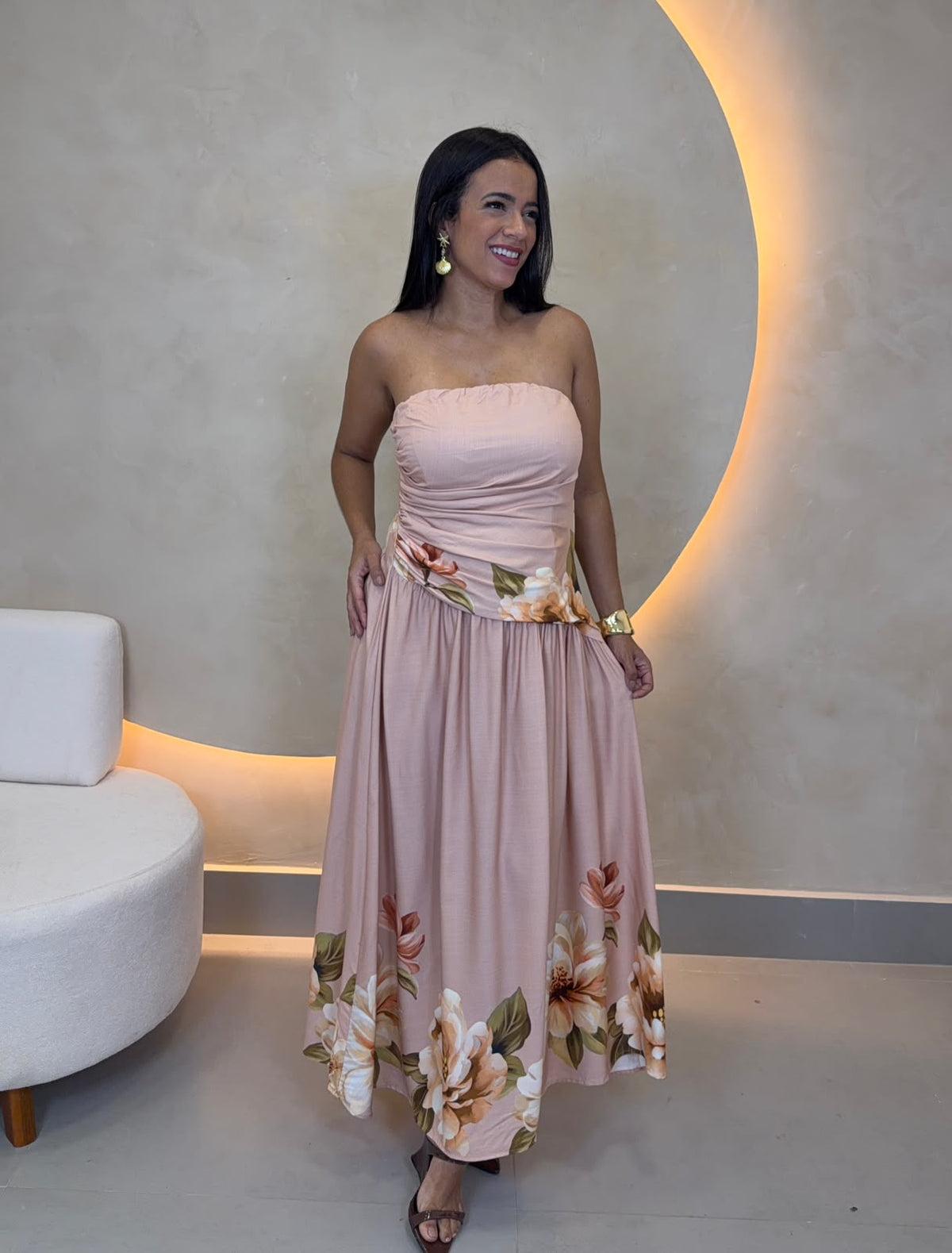 VESTIDO SEM ALÇA ESTAMPADO 5609