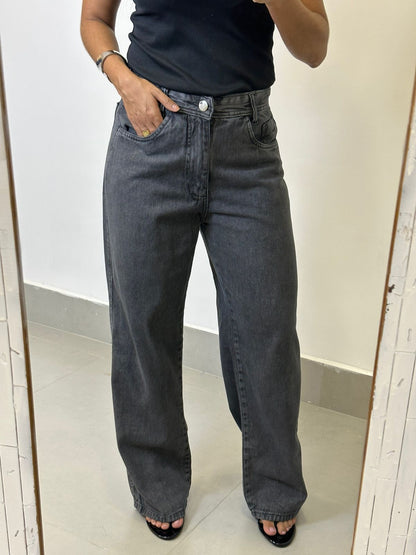 CALÇA JEANS WIDE LEG ESCURA