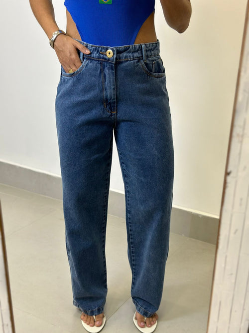 CALÇA JEANS WIDE LEG LAVAGEM AZUL 2
