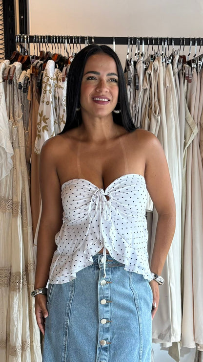 BLUSA OMBRO A OMBRO COM AMARRAÇÃO NO PESCOÇO POÁ LÁNALANA