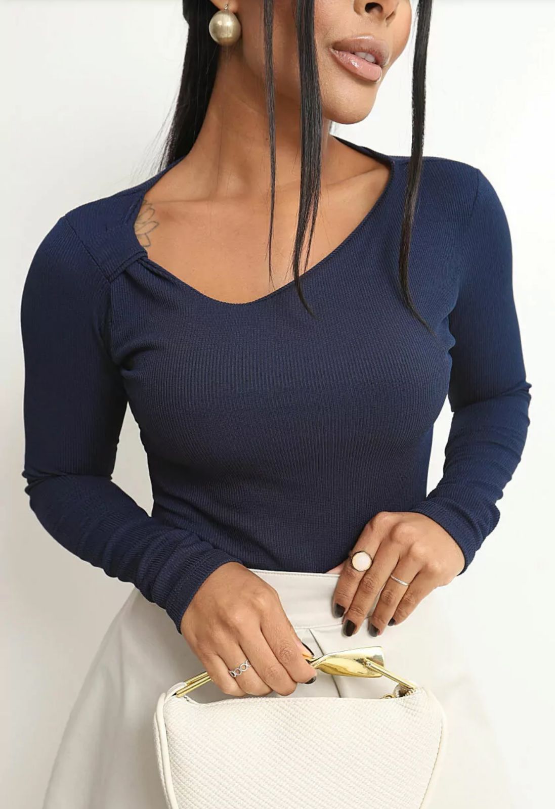 BLUSA CANELADA MANGA LONGA