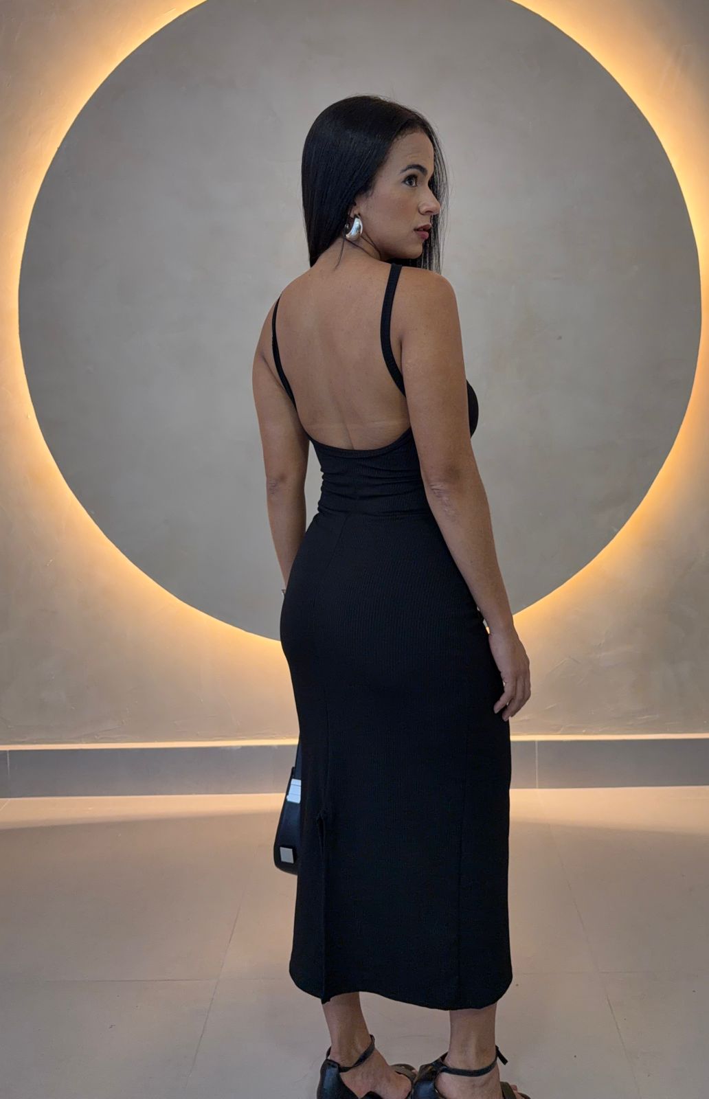 VESTIDO LONGUETE CANELADO