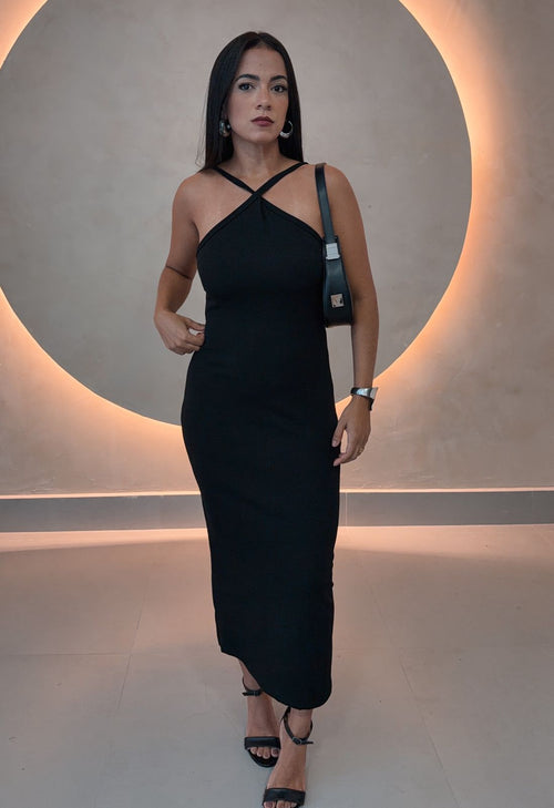 VESTIDO LONGUETE CANELADO