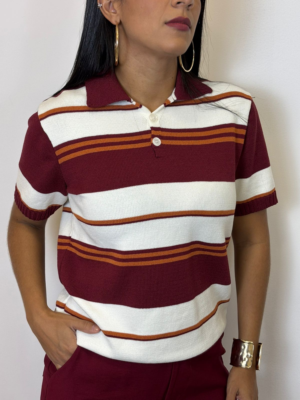 BLUSA GOLA POLO NO MODAL COM BOTÕES
