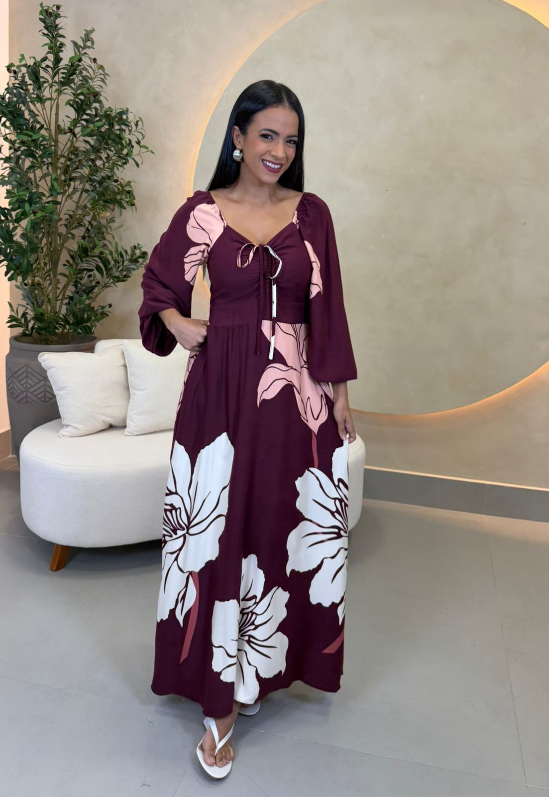 VESTIDO LONGUETE MANGA LONGA BUFANTE