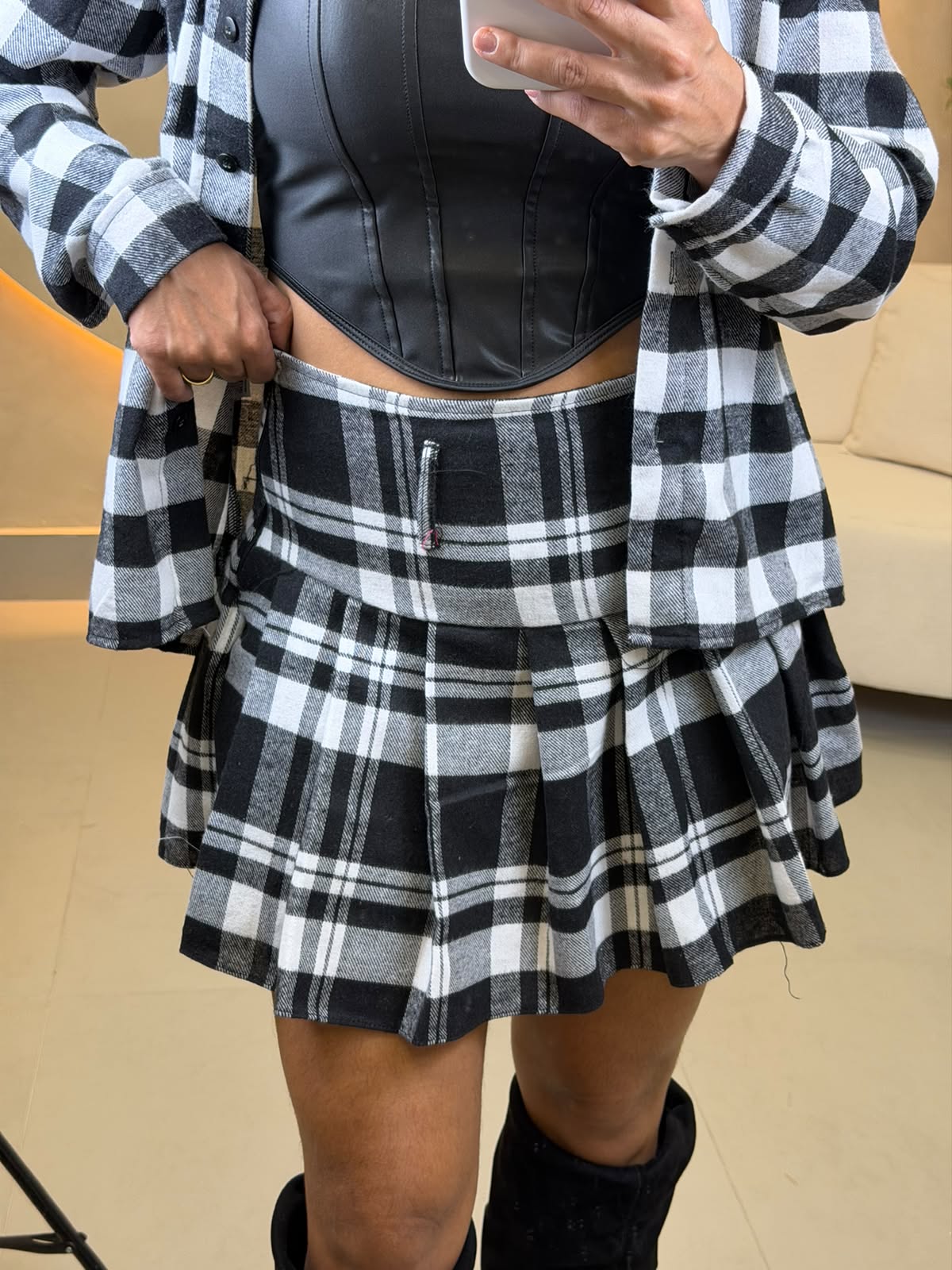 SHORT SAIA FLANELADO XADREZ