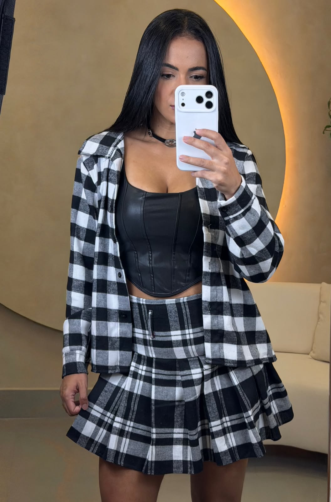 SHORT SAIA FLANELADO XADREZ