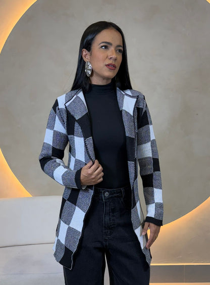 CARDIGAN TRICOT XADREZ