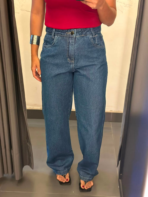 CALÇA WIDE LEG JEANS ESCURO