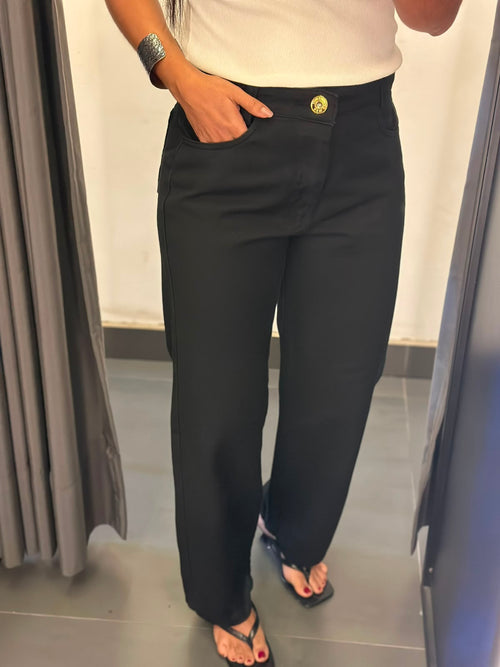 CALÇA WIDE LEG JEANS PRETO