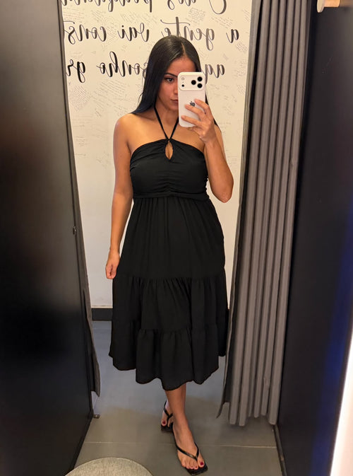 VESTIDO LONGUETE FRENTE ÚNICA